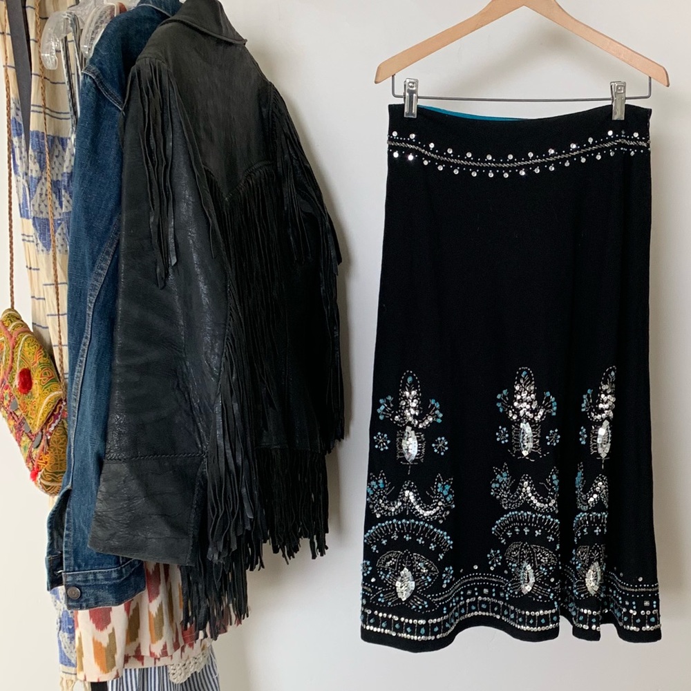 Vintage beaded wool skirt